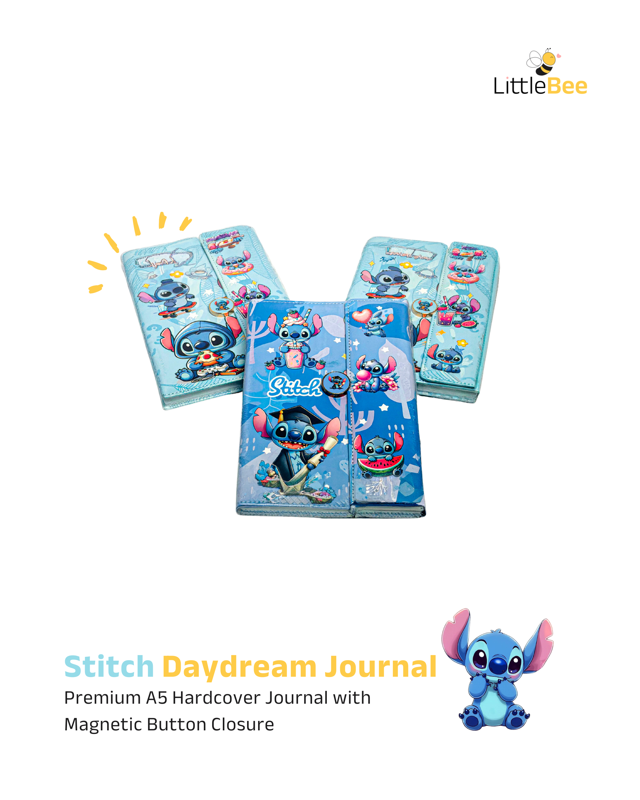 Premium Stitch Journal Book | A5 Hardcover Magnetic Notebook | LittleBee