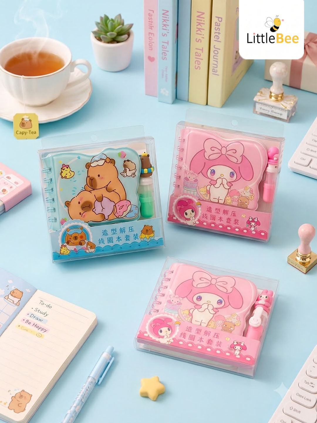 Kawaii Mini Notepad With Highlighter | LittleBee