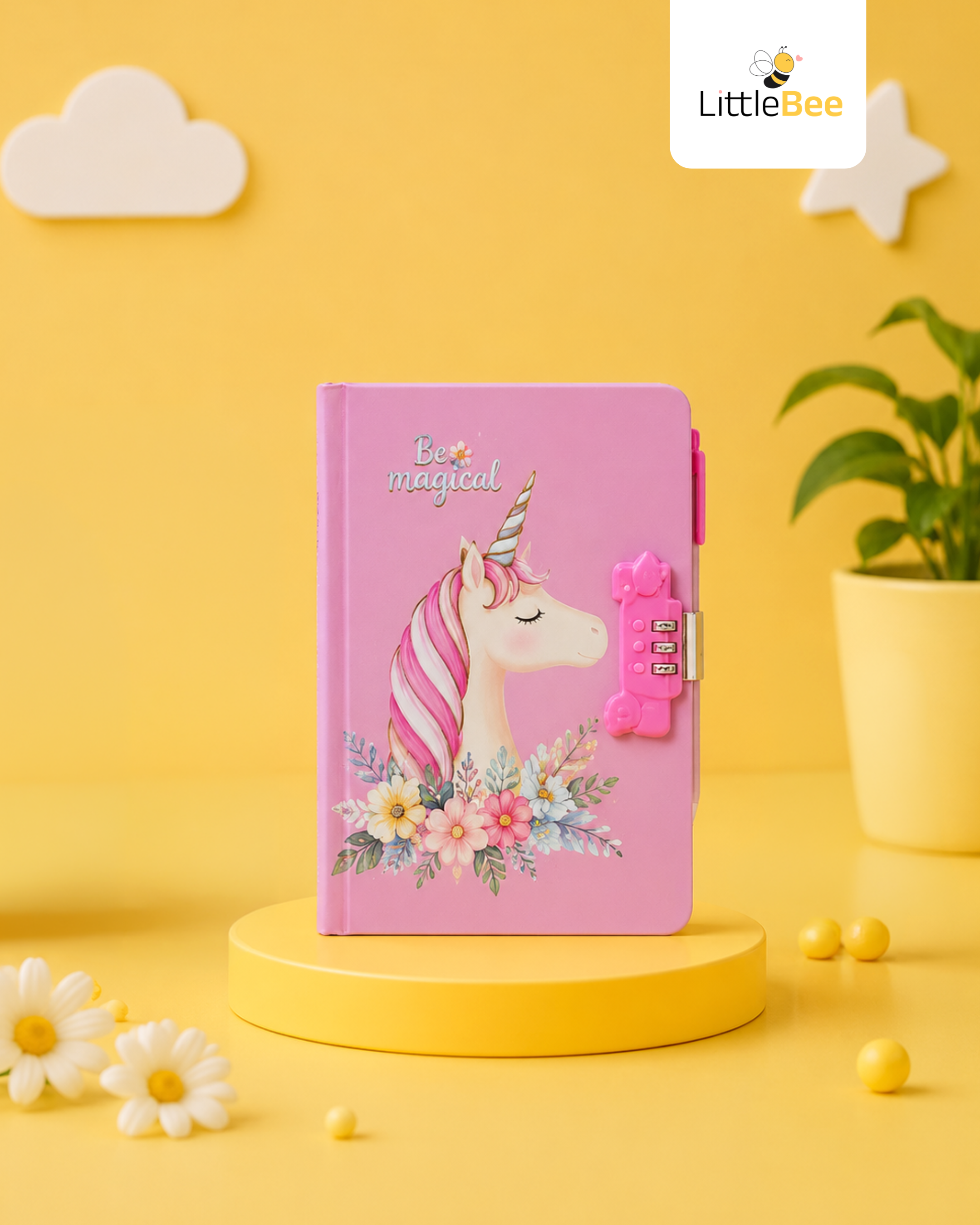Unicorn Number Lock Journal with Pen | Secret Diary for Kids | LittleBee