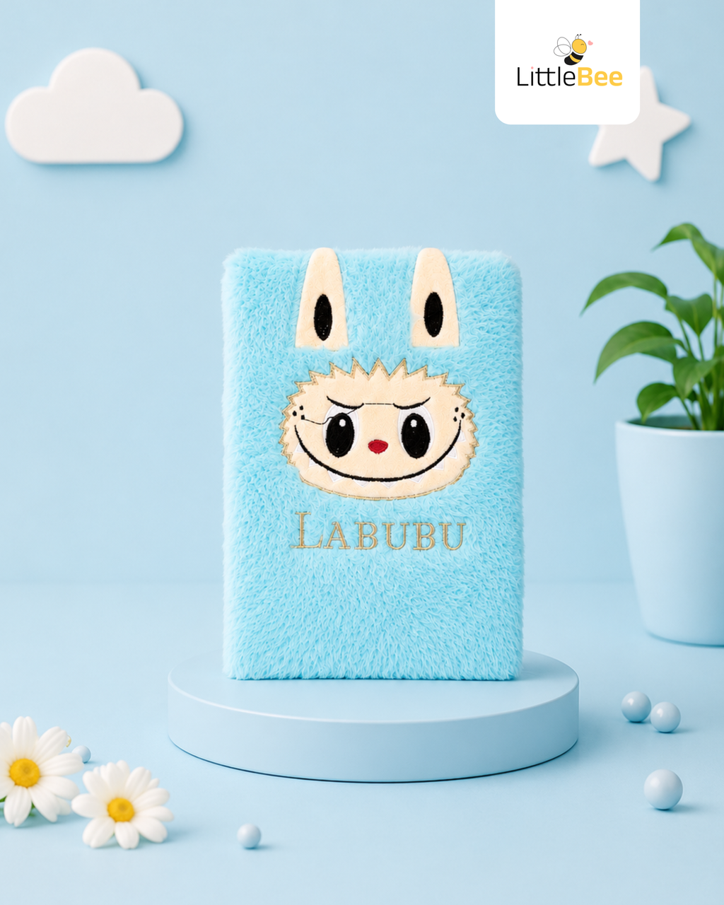Labubu Plush Furry Hardcover Notebook – Cute A5 Journal