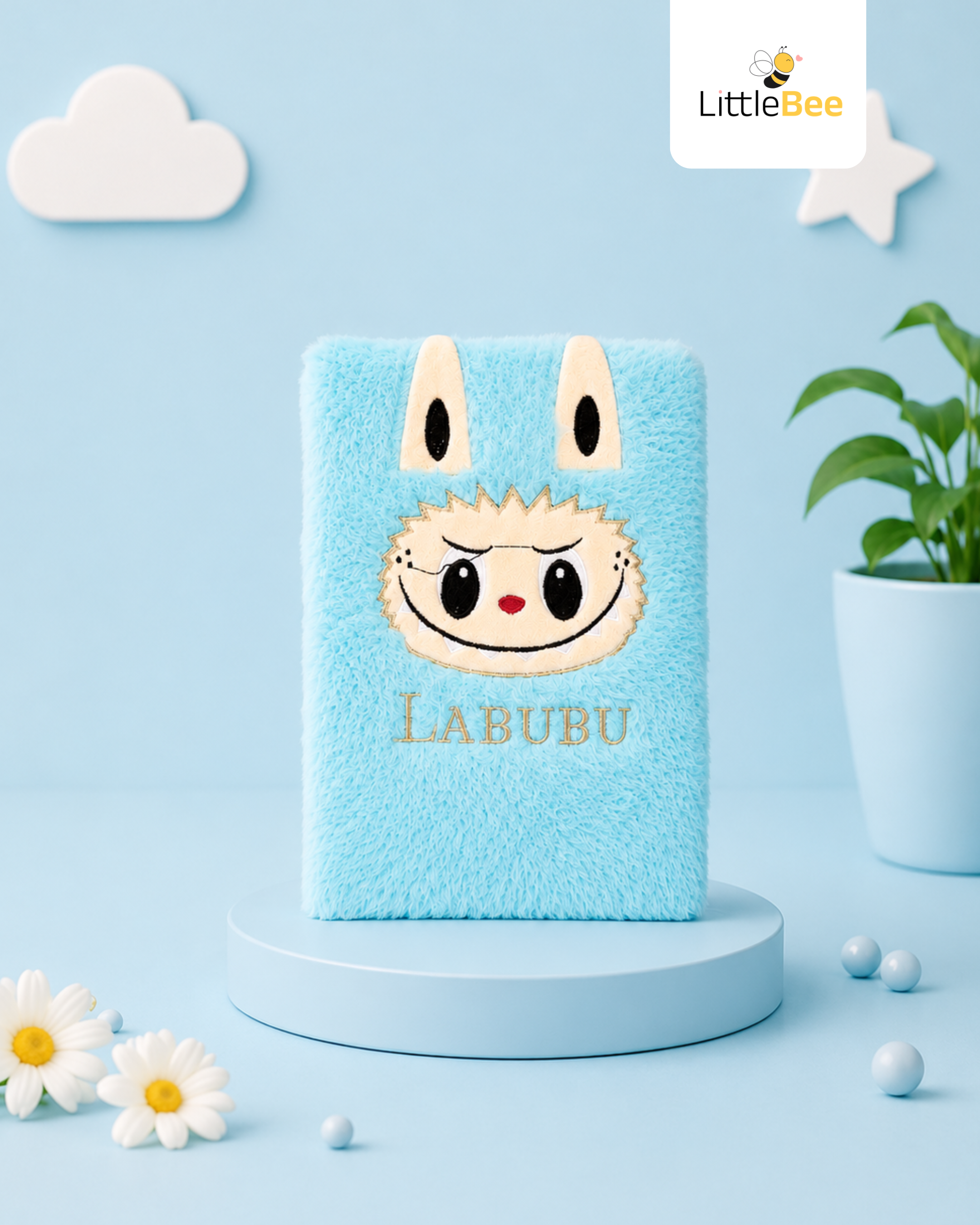 Labubu Plush Furry Hardcover Notebook – Cute A5 Journal
