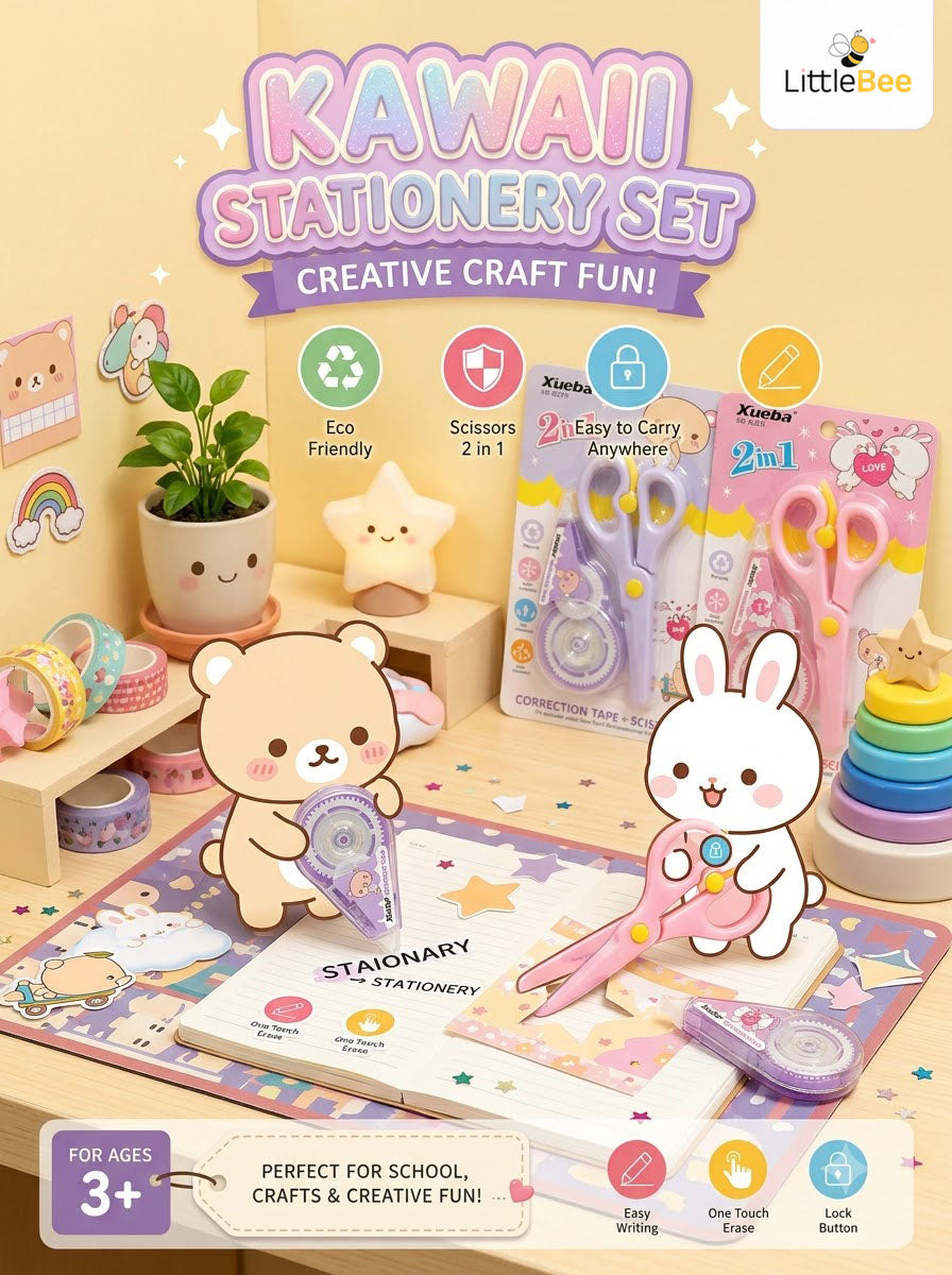 Kawaii 2-in-1 Correction Tape & Scissors | LittleBee