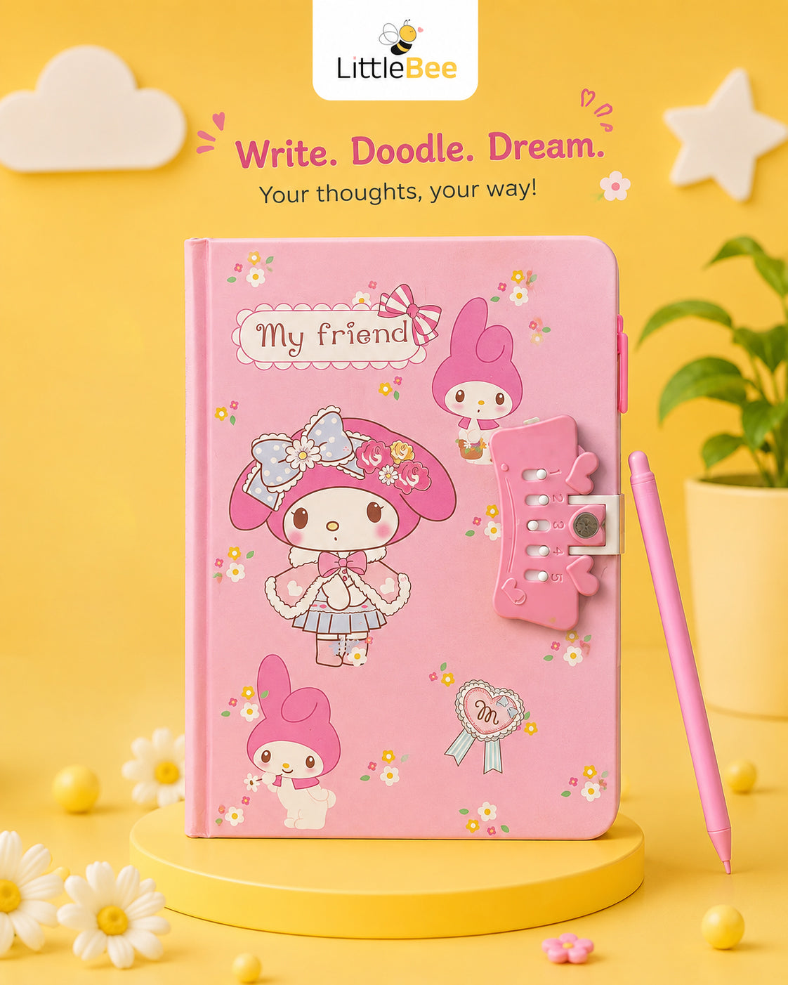Cute Number Lock Journal with Pen | LittleBee