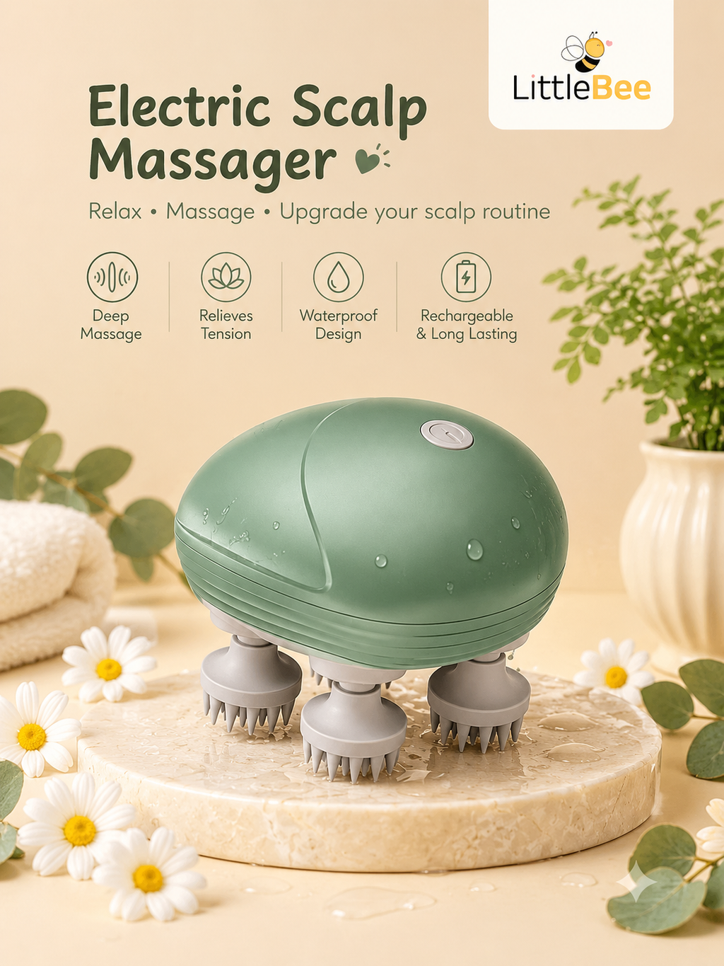 Smart Scalp Massager - Rechargeable Head & Scalp Massage Brush