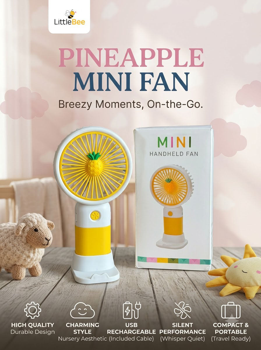 Rechargeable Pineapple Mini Fan with 3 speed modes | LittleBee