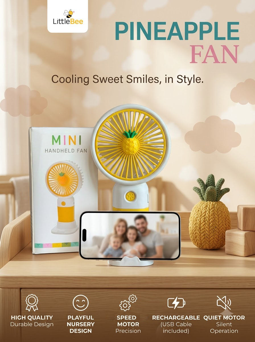 Rechargeable Pineapple Mini Fan with 3 speed modes | LittleBee
