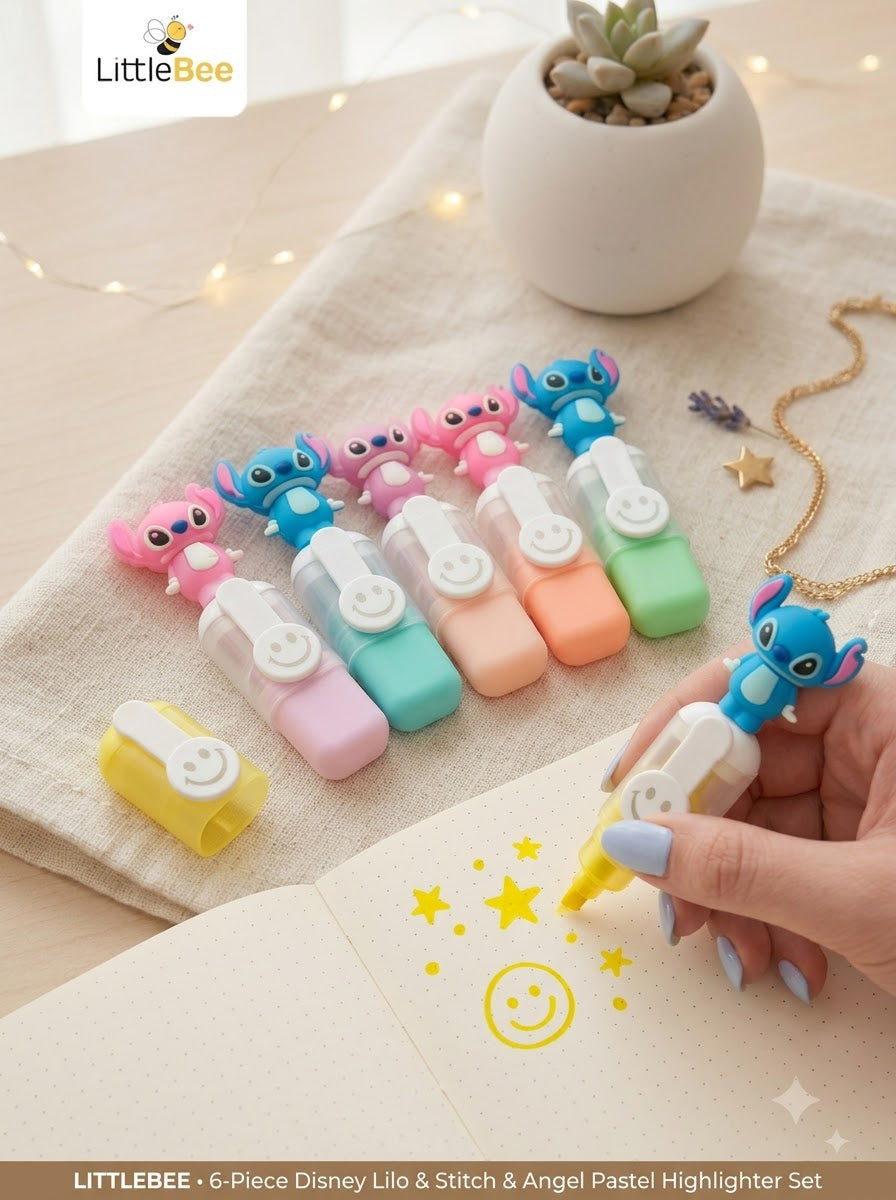 Cute Pastel Stitch Highlighter ( Pack of 6 ) | LittleBee