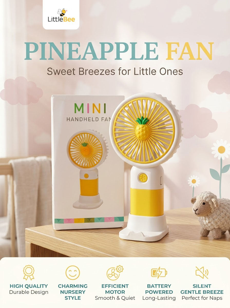 Rechargeable Pineapple Mini Fan with 3 speed modes | LittleBee
