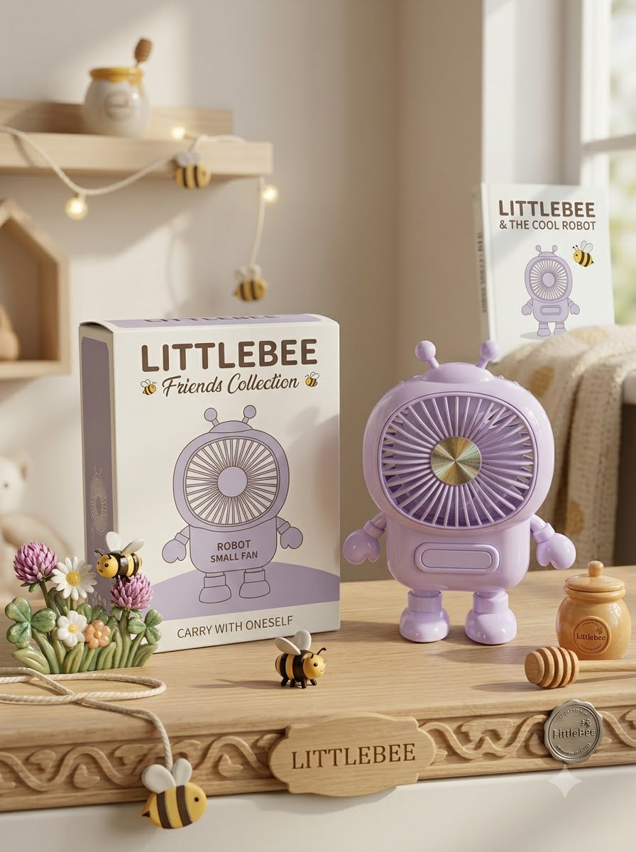 Cute Robot Mini Fan – Portable Rechargeable USB Handheld Fan | LittleBee