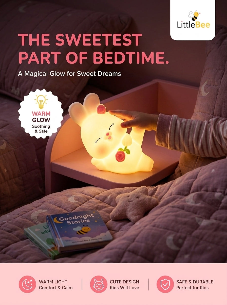 Sleeping Bunny LED Night Lamp – Soft Warm Glow Mini Bedside Lamp | LittleBee
