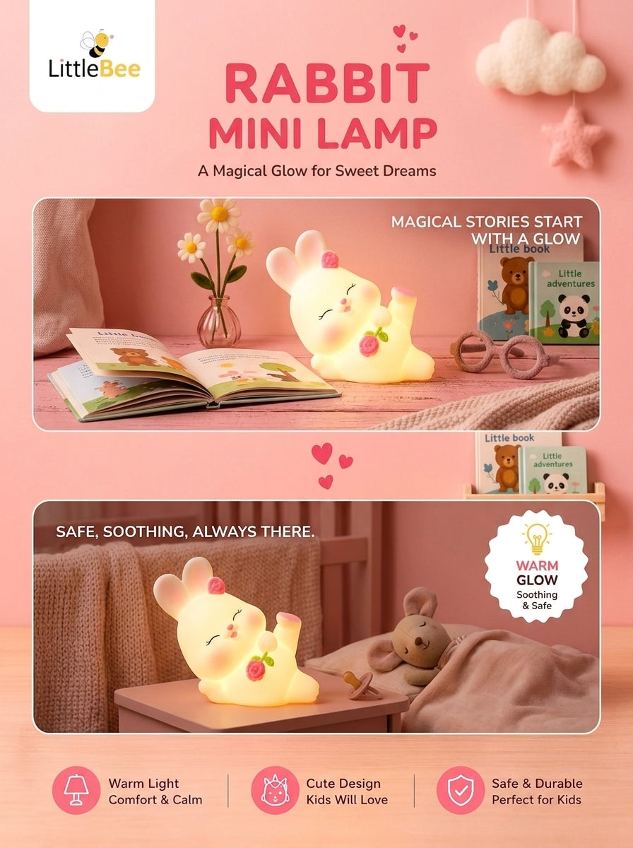Sleeping Bunny LED Night Lamp – Soft Warm Glow Mini Bedside Lamp | LittleBee