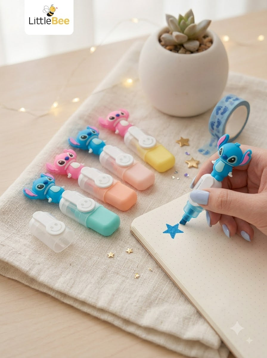 Cute Pastel Stitch Highlighter ( Pack of 6 ) | LittleBee