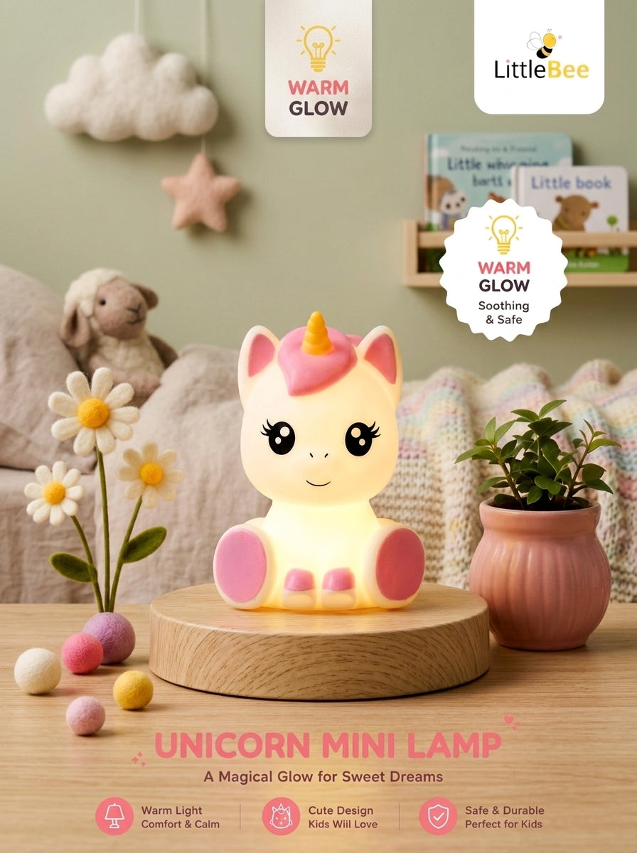 Cute Unicorn  LED Night Lamp – Soft Warm Glow Mini Bedside Lamp | LittleBee