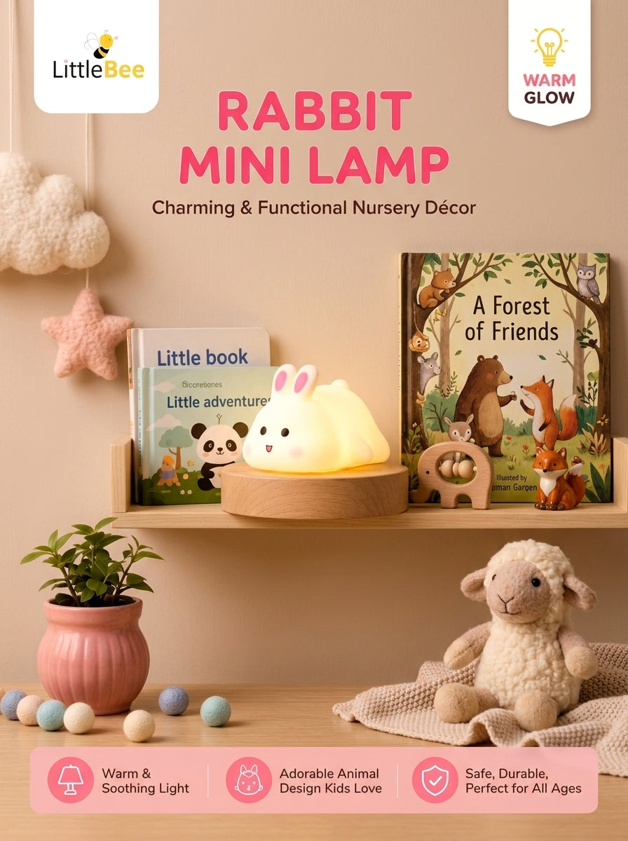Cute Rabbit  LED Night Lamp – Soft Warm Glow Mini Bedside Lamp | LittleBee