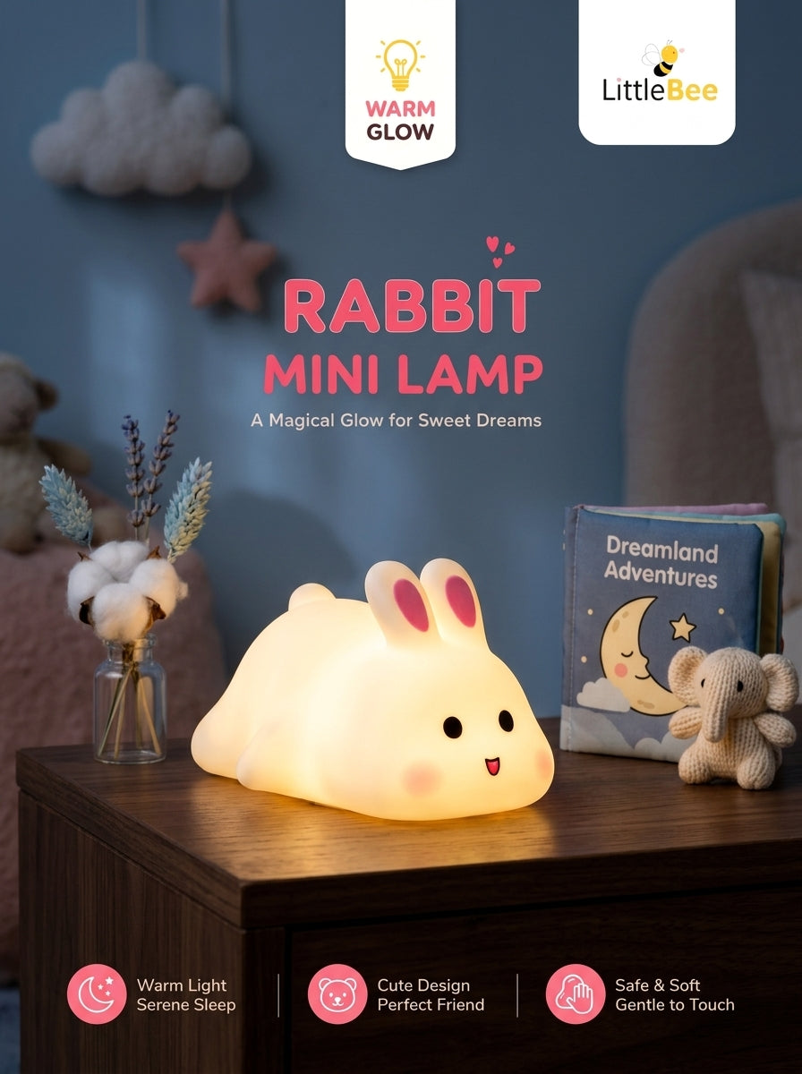 Cute Rabbit  LED Night Lamp – Soft Warm Glow Mini Bedside Lamp | LittleBee