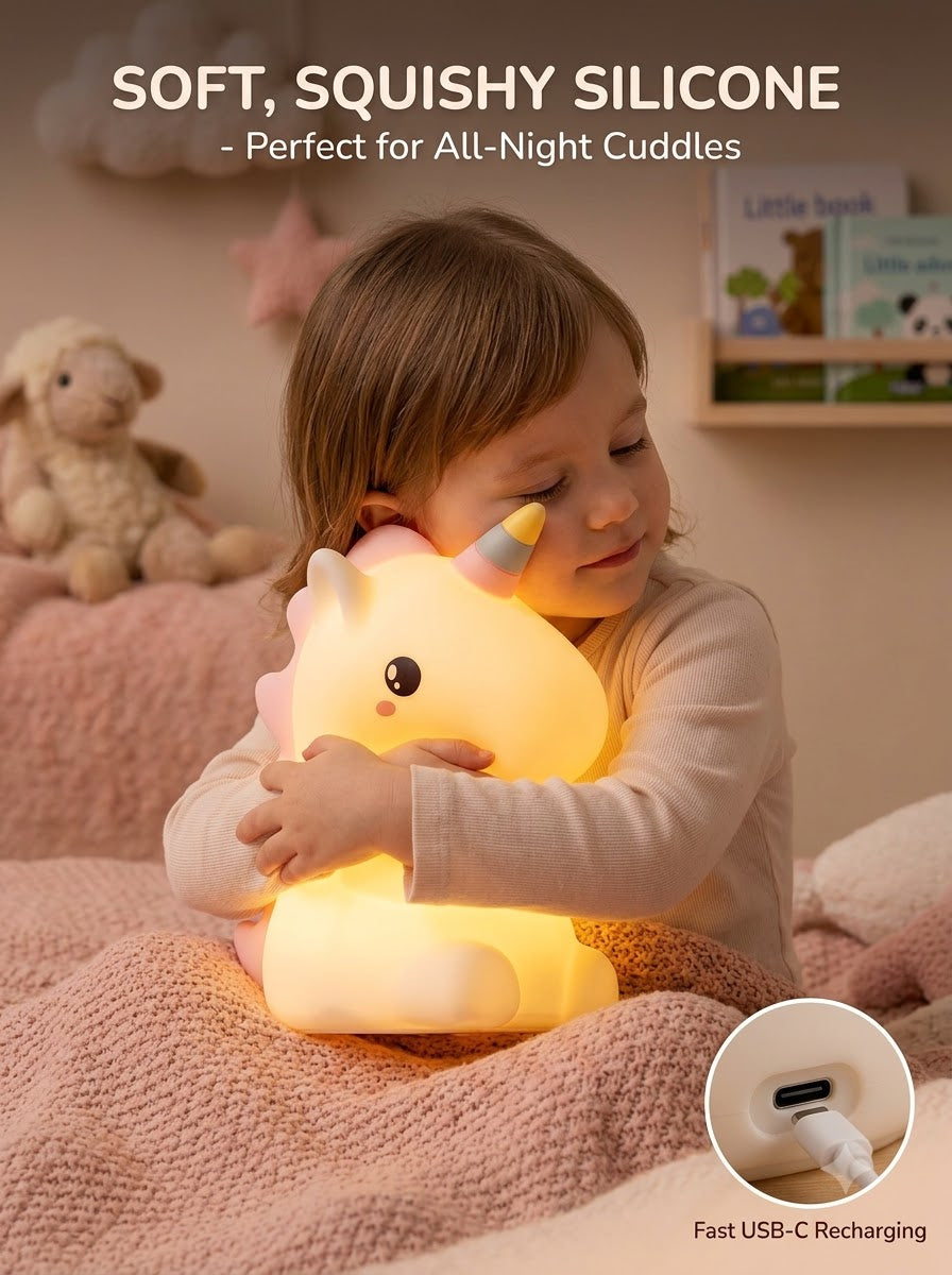 Unicorn Rechargable Silicone Colour Changing Night Lamp |  LittleBee