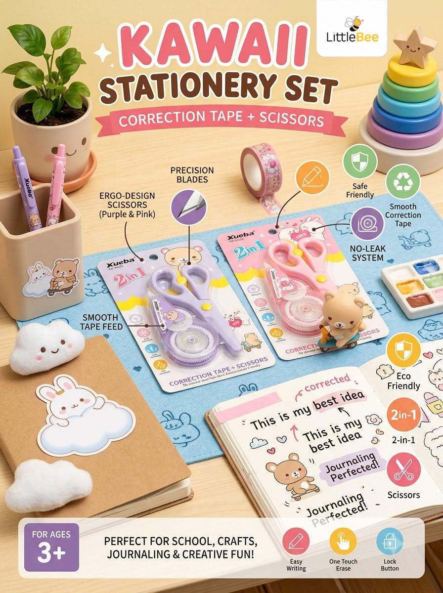 Kawaii 2-in-1 Correction Tape & Scissors | LittleBee