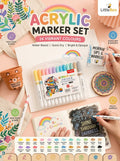 24 Color Acrylic Marker Set | Water-Based Paint Pens for Art | LittleBee