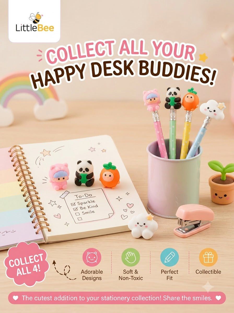 Cute 3D Character Pencil Top Eraser   | LittleBee