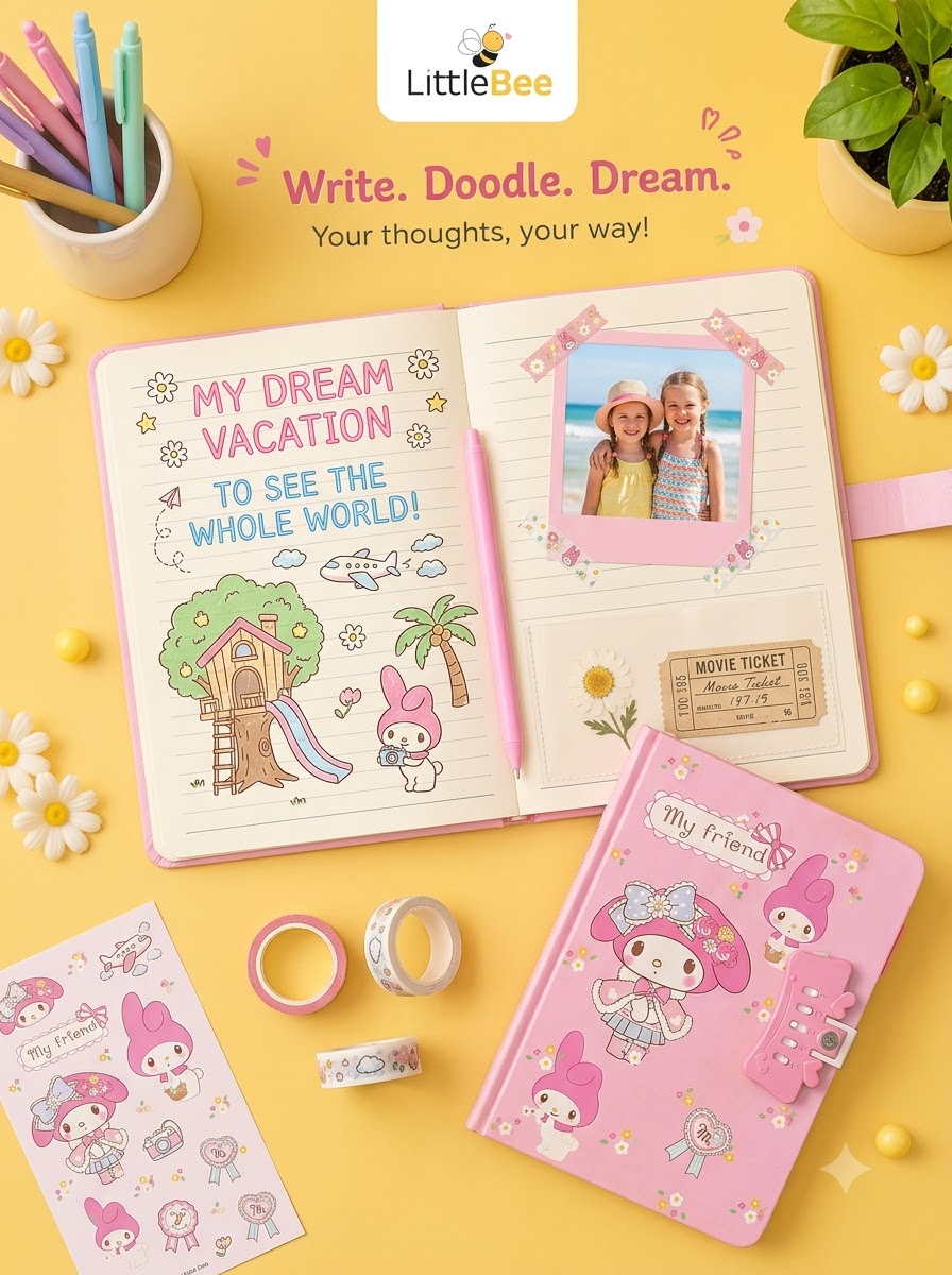 Cute Number Lock Journal with Pen | LittleBee