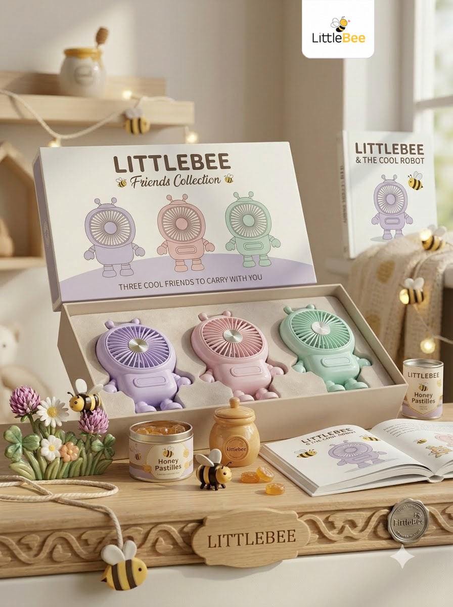 Cute Robot Mini Fan – Portable Rechargeable USB Handheld Fan | LittleBee