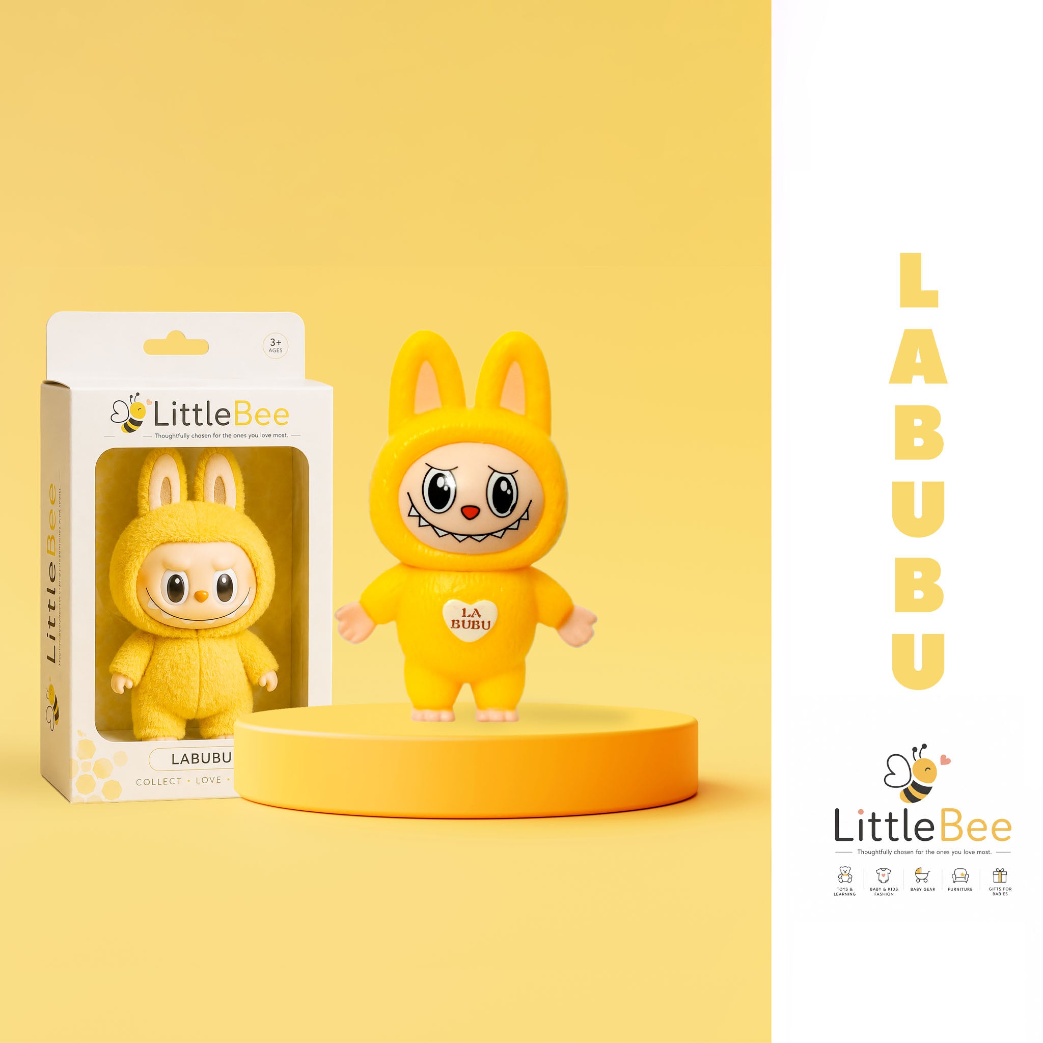 LittleBee Yellow Labubu Bunny Collectible Vinyl Figure Toy – Premium Designer Art Toy for Kids & Collectors