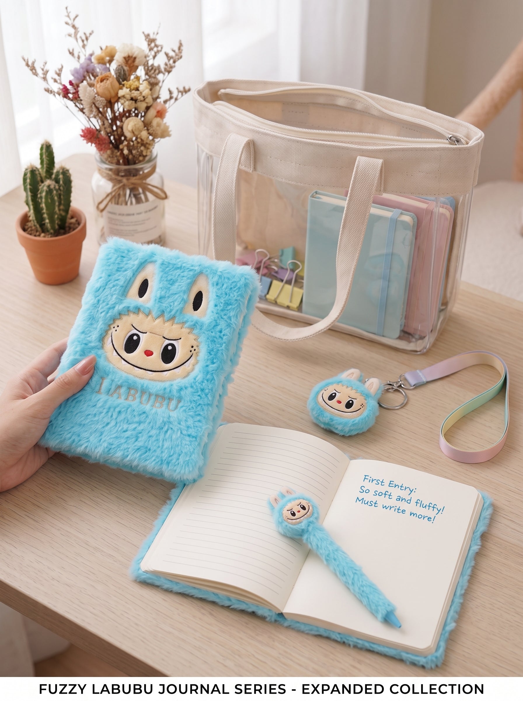 Labubu Plush Furry Hardcover Notebook – Cute A5 Journal