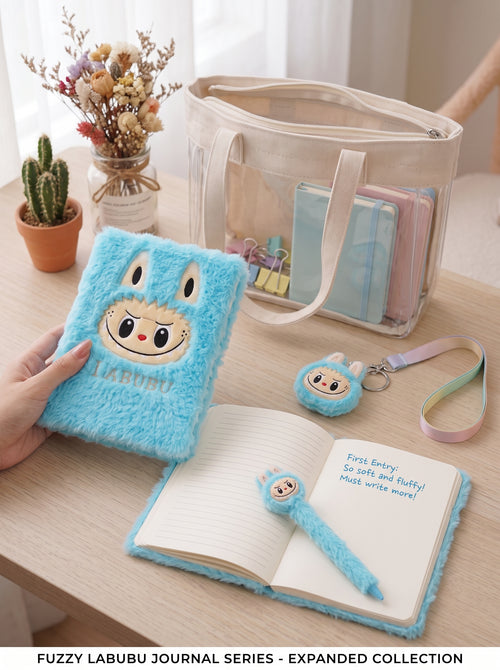 Labubu Plush Furry Hardcover Notebook – Cute A5 Journal