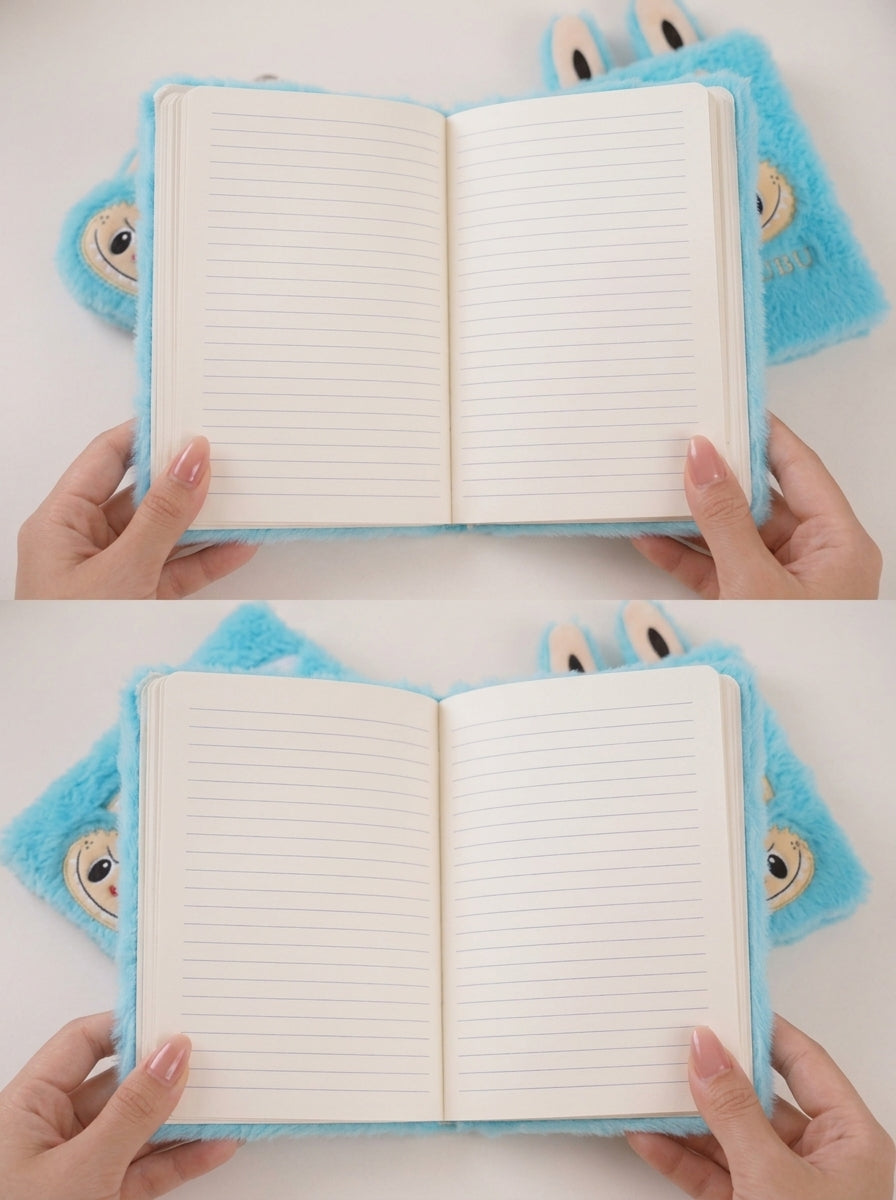 Labubu Plush Furry Hardcover Notebook – Cute A5 Journal