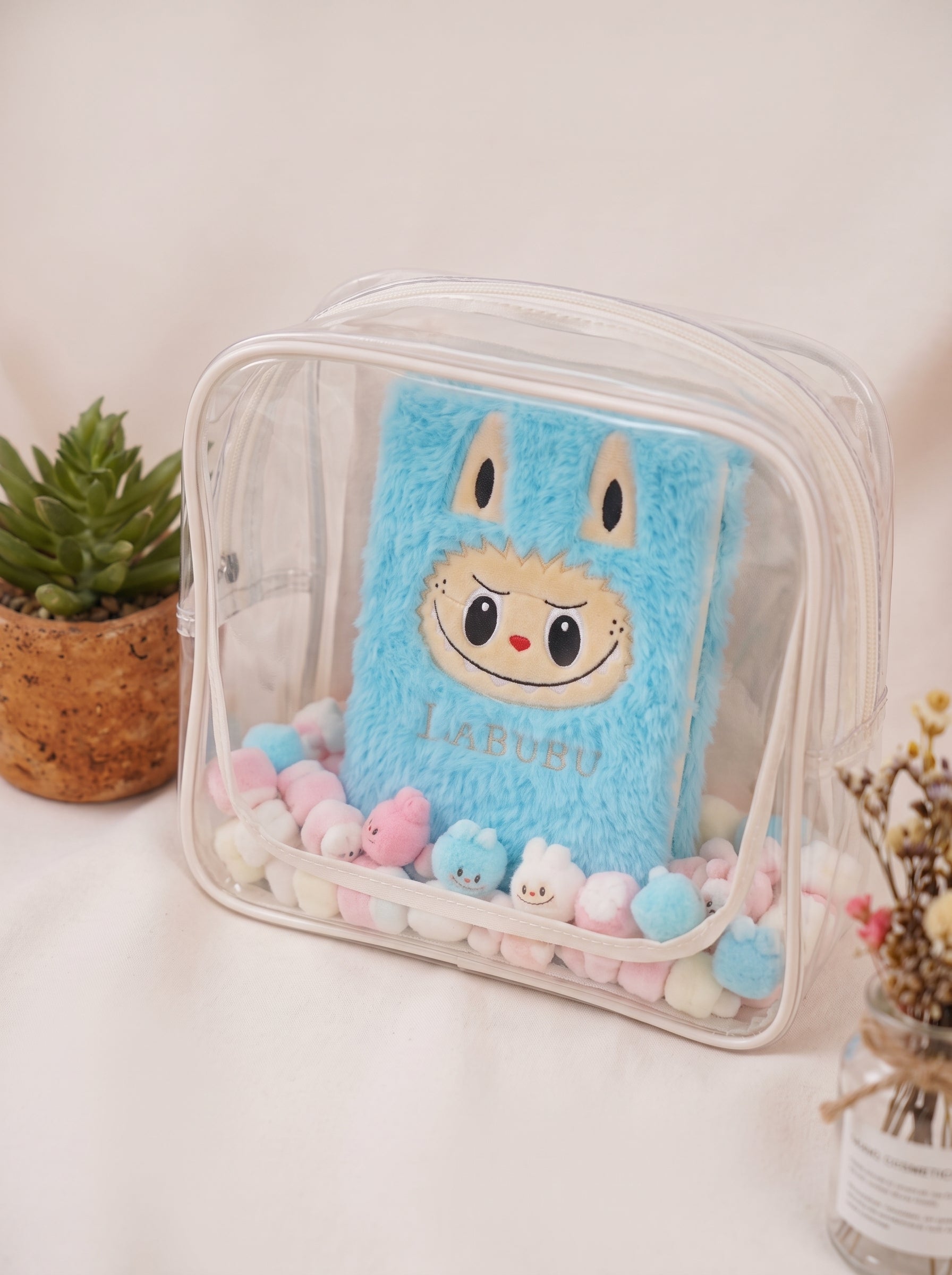 Labubu Plush Furry Hardcover Notebook – Cute A5 Journal